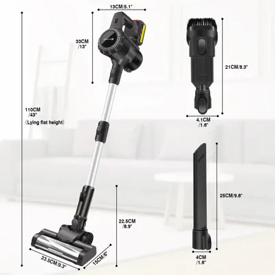Produktbild von Kabelloser Handstaubsauger - Haushaltsmodell - 21 V - 1000–1399 W - Für Teppiche - 2 Akkus - Schwarz