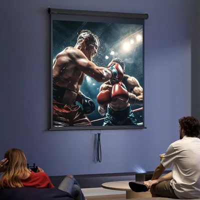 Produktbild von SUGIFT Beamer Leinwand 85 Zoll 1:1, Projektionsleinwand 4K HD, Rolloleinwand höhenverstellbar, Schwarz | 152x152 cm | 160° Blickwinkel
