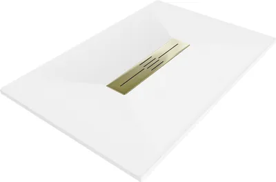 Produktbild von Mexen Toro rechteckige Duschwanne SMC 110 x 90 cm, weiß, Abdeckung gold - 43109011-G