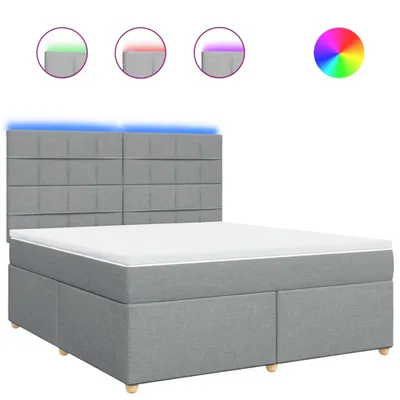 Image de vidaXL Lit boxspring avec matelas gris clair 180x200 cm Tissu