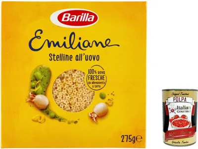 Produktbild von 10x Pasta all' Uovo Le Emiliane stelline, Eiernudeln, Pasta mit Ei 275g + Italian Gourmet polpa 400g