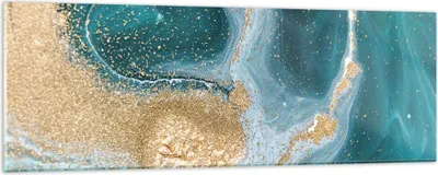 Produktbild von Bilder auf glas - Einteilig - Golden Türkis Hintergrund - 90x30cm - Glasbilder - Wandbilder - Bilder - zum Aufhängen bereit - Wanddekoration aus Glas - Glas Bilder - Wandbild auf Glas - GAB90x30-4969