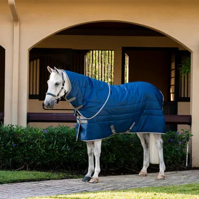 Produktbild von Horseware Stalldecke in Größe 160 - Amigo Ripstop Insulator Plus Stable 200g - Navy/Titanium Grey