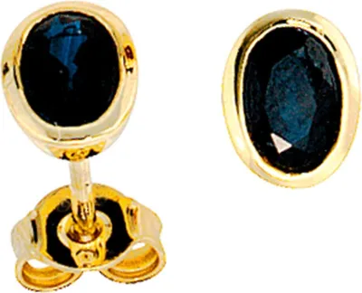 Produktbild von Ohrstecker Ohrschmuck mit Saphir Safir 585 Gold Gelbgold oval Damen Ohrringe