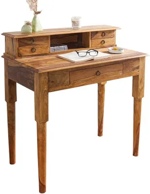 Obrázek produktu pro Sekretářský stůl dřevo 90 x 90 x 50 cm malý sheesham jedinečný venkovský styl