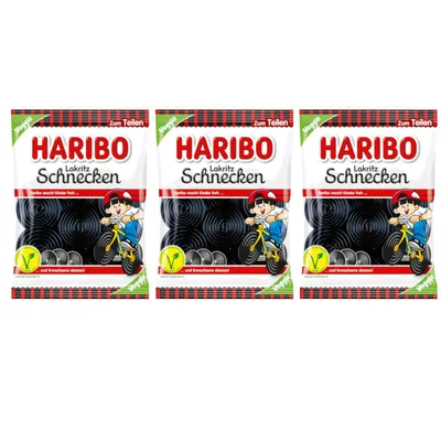 Produktbild von Lakritz-Schnecken-Gummibonbons 175 g – Haribo – 3er-Pack
