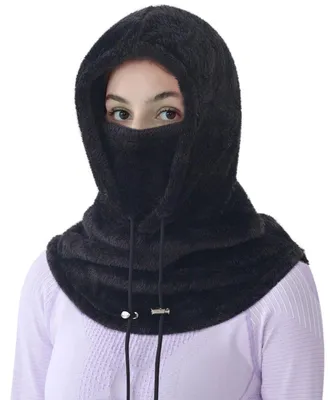 Productafbeelding van Winddichte fleece muts voor heren en dames, zwart, maat 52-62 cm. Thermische skimasker, capuchon-sjaal