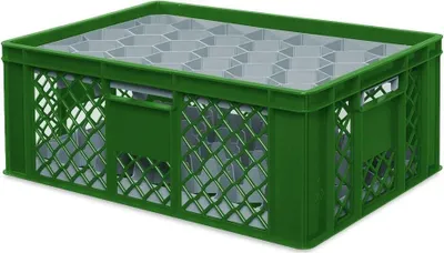 Produktbild von Gläserkiste 600x400 mm für 33 Gläser bis 205 mm Höhe/Durchmesser 75 mm, grün
