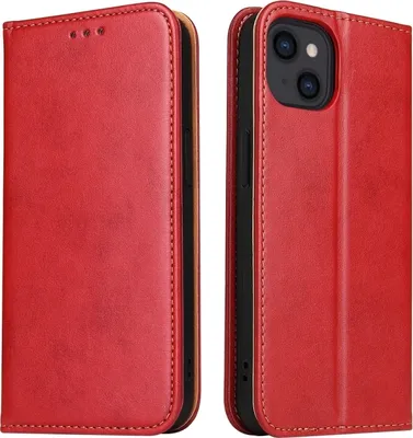 Image de Pour iPhone 15 Fierre ShannPolyuréthaneOriginal Leather Texture Phone Case (Rouge)