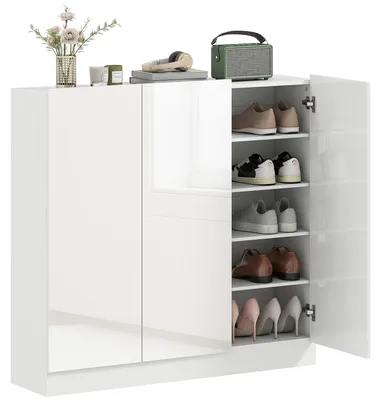 Produktbild von 5-stufiger Schuhschrank für 30 Paar Schuhe, verstellbare Regale, für Eingangsbereich, Flur, Weiß