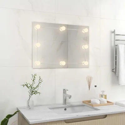 Image de vidaXL Miroir mural sans cadre avec éclairage LED Rectangulaire verre