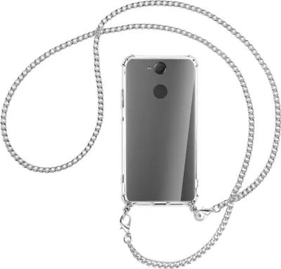 Produktbild von Handykette Backcover-Schutzhülle mit Band (Metall silberfarben) für Sony Xperia XA2 - silberfarbene Kette