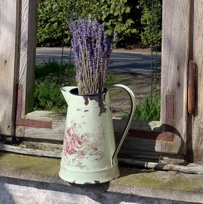 Produktbild von Deko Krug Zink Rose Zinkkrug Gießkanne Zinkkanne Wasserkrug Landhausstil : 20 cm Variante: 20 cm