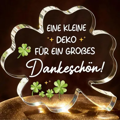 Produktbild von Acryl Deko Glücksklee mit Spruch "Dankeschön" für Frauen