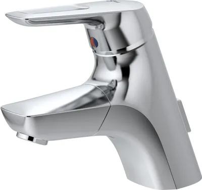 A close-up studio shot of a chrome faucet.