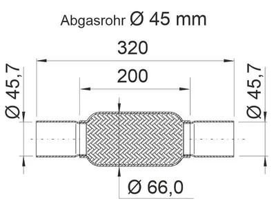 Immagine prodotto di ERNST 460071 Tubo flessibile di scarico 200 mm per VW Golf IV hatchback (1J1) POLO (9N) GOLF III (1H1) Golf IV Variant (1J5) Golf III Cabrio (1E7)