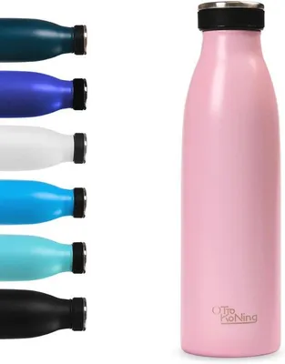 Produktbild von Famanu Wasserflasche 500 ml - Doppelwandig, Leckfrei und BPA-frei (Rosa)