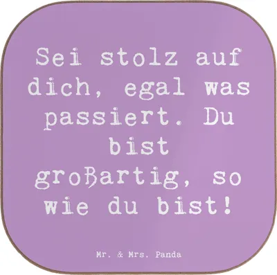 Produktbild von Mr. & Mrs. Panda Getränkeuntersetzer Spruch Mit Enttäuschungen umgehen Stolz - Lavendeltraum - Geschenk, Ermutigung, Coaster, Untersetzer Gläser, Mut, für, Zuversicht