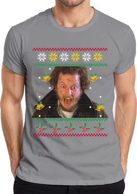 Produktbild von Marv Kevin Allein Zuhause - Weihnachtsgeschenk Ugly Christmas Sweater Weihnachten Herren T-Shirt, Grau, M