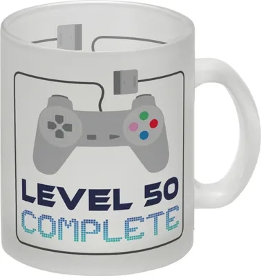 Produktbild von 50. Geburtstag Glas Tasse mit lustigem Spruch: Level 50