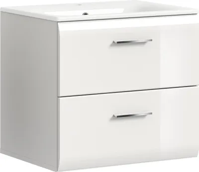 Produktbild von Waschtisch-Set >Ice< in Weiß / Weiß Hochglanz - 60x55x46cm (BxHxT)