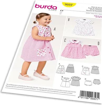 Obrázok produktu pre Strih Burda 9357 - Detské zapínacie šaty s golierom, nohavičky