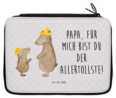 Produktbild von Mr. & Mrs. Panda Stifte Etui Bären mit Hut - Grau Pastell - Geschenk, Schlampermäppchen, Muttertag, Federmappe, Schreibmappe, Federtasche, Mäppchen, Papa, Bär, Vatertag