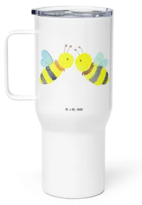 Produktbild von Mr. & Mrs. Panda Thermobecher Biene Liebe - Weiß - Geschenk, Kaffee-to-go-Becher, getränkebecher, Thermos-Becher, Teetasse, thermosbecher