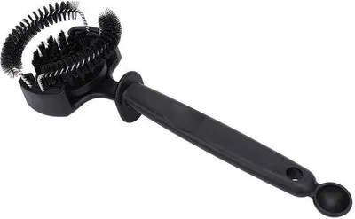 Image de Brosse de nettoyage Unyqoos® pour machines à expresso – design incurvé, manche long, plastique, noir, polyvalente