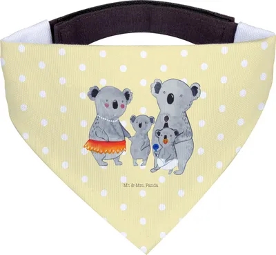 Produktbild von Mr. & Mrs. Panda Hunde Halstuch Koala Familie - Gelb Pastell - Geschenk, Hund, Mama, Kinder, Hundehalstuch, Für, Muttertag, Koalas