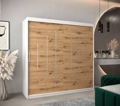 Produktbild von Kleiderschrank ERIKA – Breite 200 cm, weiß / Eiche artisan