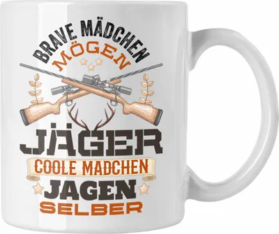 Produktbild von Trendation - Frauen Jägerin Tasse Geschenk Spruch Mädchen Jagen (Weiß)