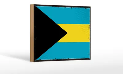 Produktbild von Holzschild Flagge Bahamas 18x12 cm Retro Flag of Bahamas Dekoration