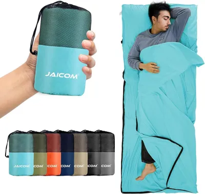 Produktbild von JAICOM Hüttenschlafsack Ultraleicht Mikrofaser Hellblau Rucksackreise