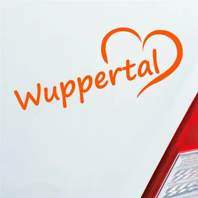 Produktbild von Auto Aufkleber Wuppertal Herz Stadt City Liebe Love Heart 19,5x8 cm Orange Sticker Heckscheibenaufkleber