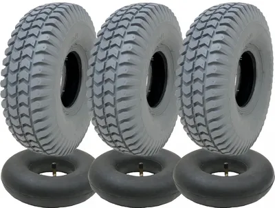 Produktbild von 260x85 Grau Mobilität Roller Reifen & Schlauch Set 3.00x4 Reifen P6023 Lauffläche (Satz von 3)