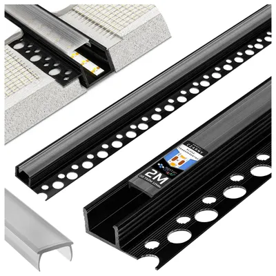 Produktbild von MasterLED LED-Einbauprofil Gipskarton 2 m Schwarz PVC bis 12 mm klare Abdeckung