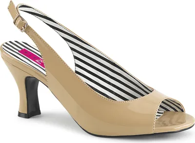 Produktbild von JENNA-02 Pleaser Pink Label elegante Damen Slingback Peep Toe Pumps creme Lack Spulenabsatz