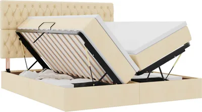 Productafbeelding van vidaXL Opbergbed met hoofdeinde, crème, 200 x 200 cm, stof