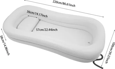 Produktbild von Aufblasbare Badewanne für bettlägerige Erwachsene - Pflegebett-Badewanne - 220×100×38 cm - Elektropumpe 130 W 220–240 V - 10 l Wasserbeutel - Aufpumpen in 2 Min - Weiß