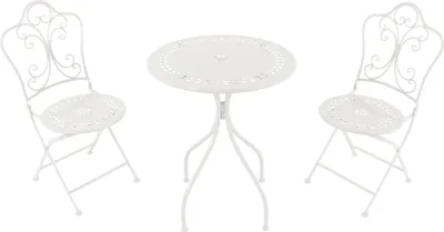 Immagine prodotto di AXI Marilou Tavolo e sedia da bistrot, 2 sedie 1 tavolo, set da bistrot per esterni bianco, stile romantico - set da giardino bistrot, tavolo da bistrot a mosaico per giardino/balcone/terrazza