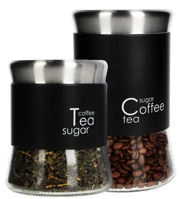 Produktbild von Kadax Glas Behälter-Set für Kaffee Tee Zucker, Schwarz