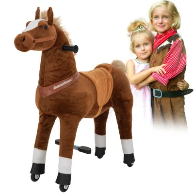 Produktbild von Miweba Pony Amadeus Large | Spiel Pferd für Kinder - Schaukelpferd - Schaukeltier zum draufsitzen - Reitpferd - Reitpferd auf Rollen - Rücklaufbremse