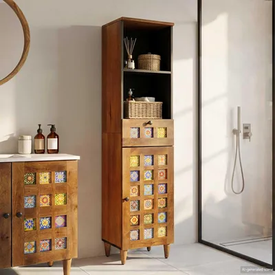Immagine prodotto di Mobile bagno in legno noce, 38 x 33 x 160 cm