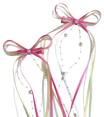 Produktbild von Haarnadel mit mehrlagiger Satinschleife, Perlen und langer Quaste im Ballett-Stil, stabile Haarklammer, Haaraccessoires