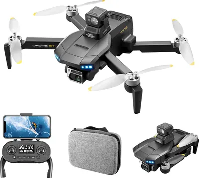 Obrázok produktu pre Diaľkové ovládanie Dron HD Letecká fotografia GPS Presné umiestnenie Bezdrôtové čierne vyhýbanie sa prekážkam 2 batérie
