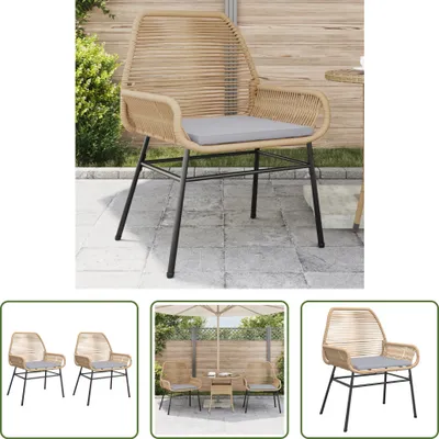 Imagen del producto de The Living Store: 2 sillas de jardín con cojines, color marrón, fabricadas en polirratán