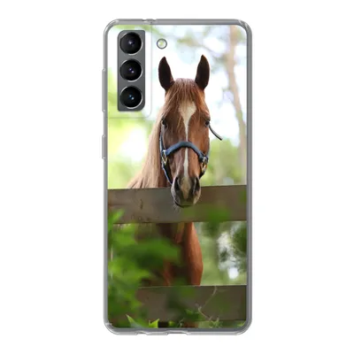 Produktbild von MuchoWow® Handyhülle Schutzhülle Hülle für Samsung Galaxy S21 Pferd - Natur - Zaun Silikon Softcase Handy Hülle - Softcase