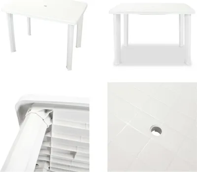 Zdjęcie produktu dla vidaXL Stół ogrodowy biały 101 x 68 x 72 cm plastikowy - Stół ogrodowy - Stoły ogrodowe - Stół do jadalni - Stoły do jadalni