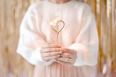 Produktbild von Wunderkerzen Hochzeit 16x5cm Herz gold 2er Set